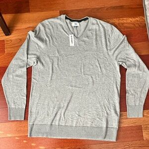 Old Navy Sweater Men's L Gray Thin Long Sleeve V-Neck NEW Cotton Blend NWT
